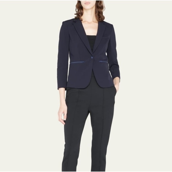 VERONICA BEARD Scuba Schoolboy Blazer Jacket in Navy 2 - Picture 3 of 14